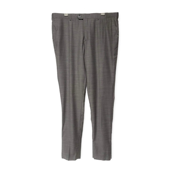NEW Zanetti Grey Flat Front Wool Porto Suit Dress Pant - Picture 1 of 5